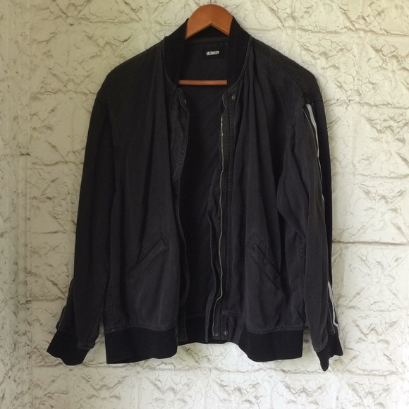 Hudson Jeans Nova Varsity Striped Bomber Jacket - Picture 7 of 8